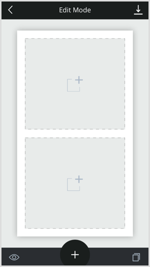Dodirnite ikonu + u predlošku Unfold da biste dodali svoj sadržaj.