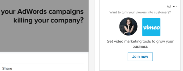 Uzorak oglasa s dinamičnim sadržajem LinkedIn.