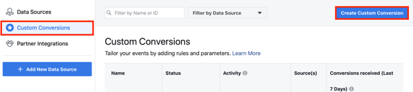 Koristite Facebook alat za postavljanje događaja, korak 10, opcija izbornika za postavljanje prilagođenih konverzija za vaš Facebook piksel 
