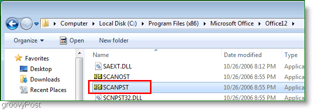 Snimka zaslona - Outlook 2007 ScanPST
