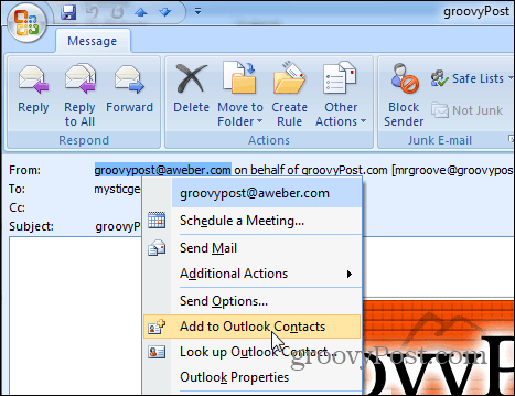 Dodajte u Outlook 2007