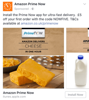 Amazon Prime ciljana facebook ponuda s popustom