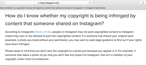 Instagram centar za pomoć iznosi neke smjernice o autorskim pravima.