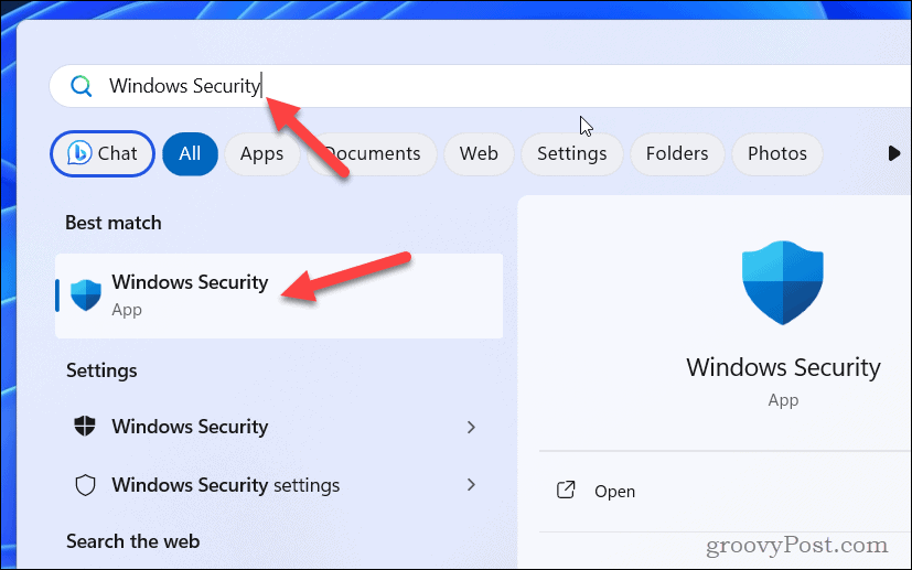 Otvorite Sigurnost sustava Windows
