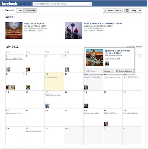 facebook događaji prikaz kalendara