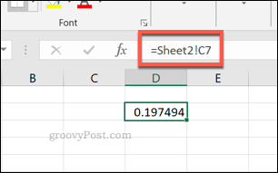 Jedna referenca ćelije radnog lista u Excelu