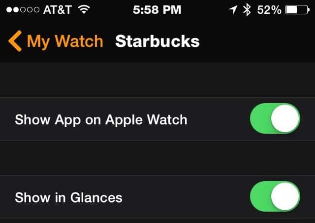 Starbucks aplikacija - Apple Watch