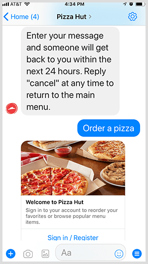 Pizza Hut automatizira naručivanje pizze putem Messenger bota.