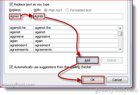 Opcije automatskog ispravljanja programa Word 2010