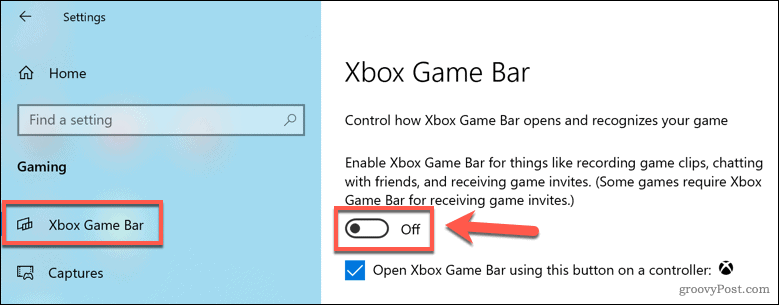 Onemogućavanje trake za igre Xbox u sustavu Windows 10