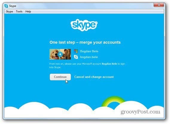 spajanje s Skypeom na Microsoftov račun