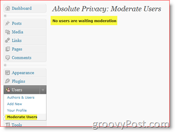 Apsolutna privatnost Umjereni korisnici - privatni dodatak za WordPress blog