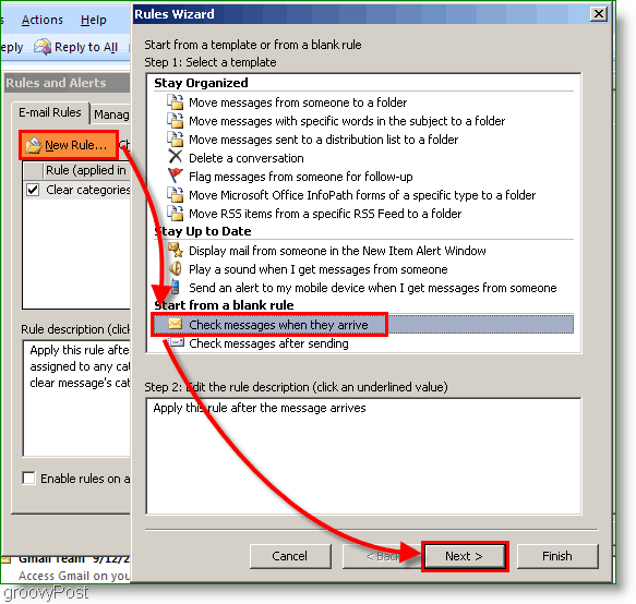 Outlook 2007 - Stvorite Outlook pravilo kada stigne e-pošta