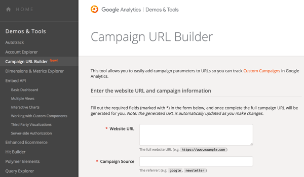 Upotrijebite Google URL Builder za dodavanje parametara u svoje URL-ove kako biste mogli pratiti kampanje.