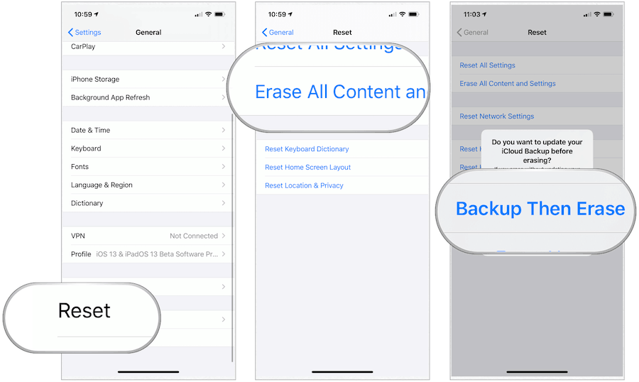 Zatim sigurnosnu kopiju iOS-a obrišite