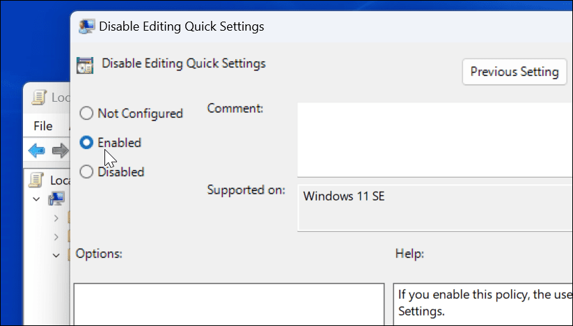 Spriječite uređivanje brzih postavki u sustavu Windows 11