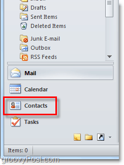 Pristupite popisu kontakata u programu Outlook 2010