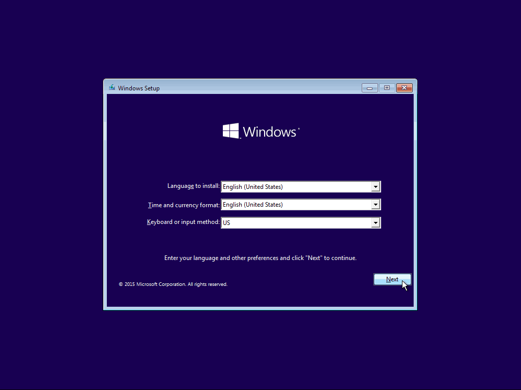01 Language Setup Windows 10 Clean Install