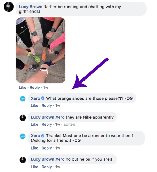 Primjer Xerovog komentiranja objave na Facebooku.