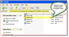Clear Outlook Auto Complete cache - Windows XP