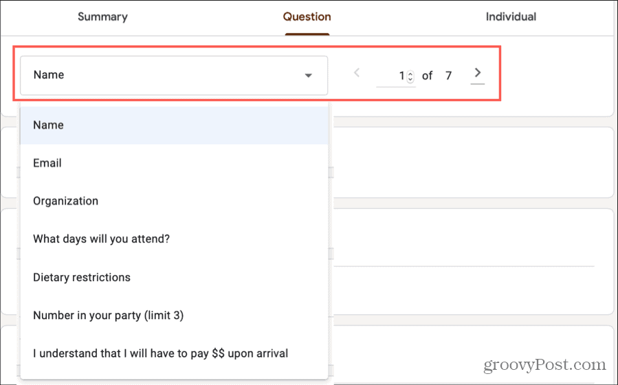 Google Forms Responses Odaberite pitanje