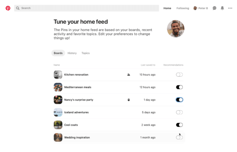 Pinterest omogućuje lakše nego ikad upravljanje preporukama koje vidite u feedu kuće pomoću novog uređaja za podešavanje feeda za dom i kontrola na razini Pin-a.
