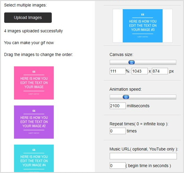 GIFMaker.me učitava slike za stvaranje GIF-a