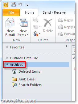 kako pristupiti arhiviranim porukama e-pošte iz programa Outlook 2010