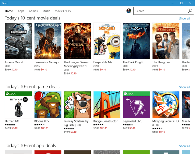 Ponude za Windows Store 10 posto