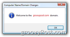 Windows Vista Pridružite se zaslonu dobrodošlice za domene Active Directory AD