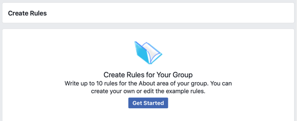Kako poboljšati zajednicu Facebook grupa, Facebook opcija za početak stvaranja pravila za svoju grupu