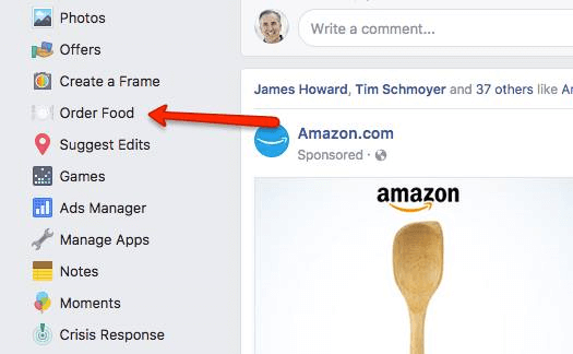 Facebook proširuje opciju Naruči hranu u glavnoj navigaciji na više korisnika.