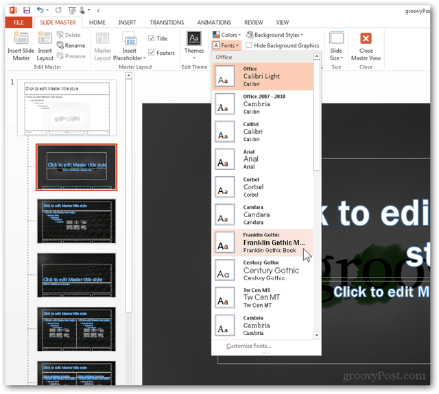 Predložak Officea 2013 Stvorite Izrada prilagođenog dizajna POTX Prilagodba Vodič za dijapozitive Kako kliziti matične fontove Promjena konfiguracije 