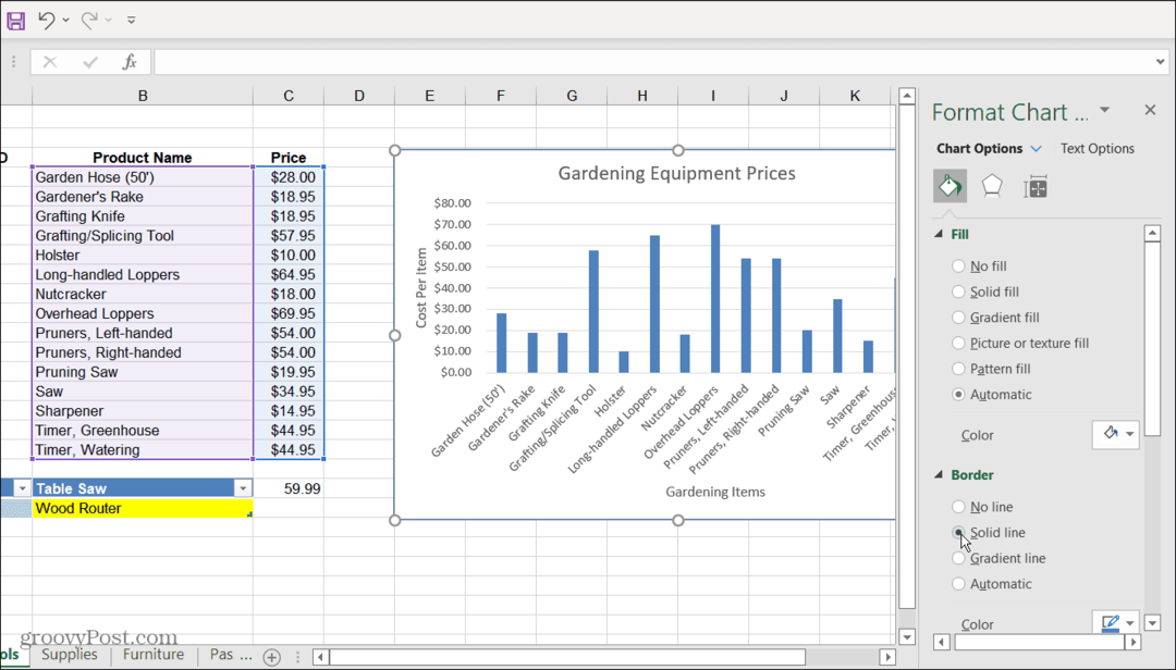  Izbornik opcija formata grafikona Excel