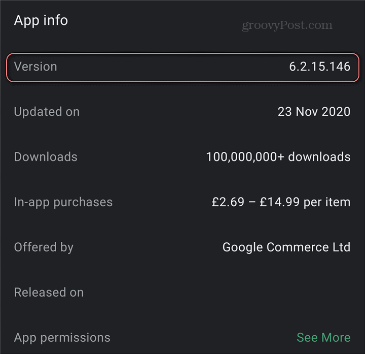 Broj trgovine verzije aplikacije za Android