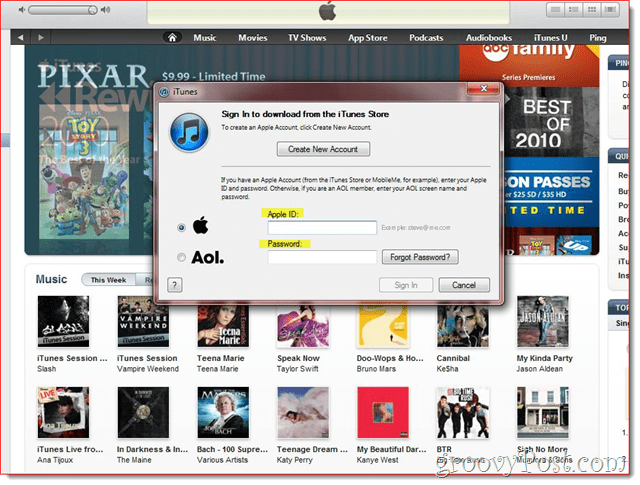 iTunes - potvrda e-pošte i prijave