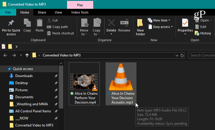 Gotova pretvorena VLC datoteka