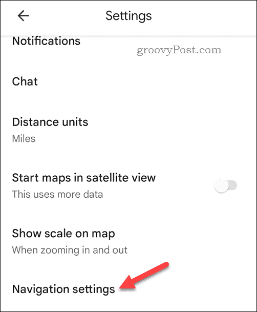 Otvorite postavke mobilne navigacije Google Maps