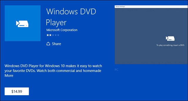 Aplikacija Windows DVD Player