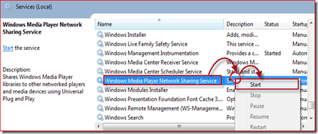 pokrenuti Windows Media Player 12 uslugu