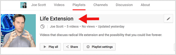 YouTube uredi naslov popisa za reprodukciju
