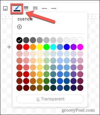 Odabir boje linije u Google dokumentima
