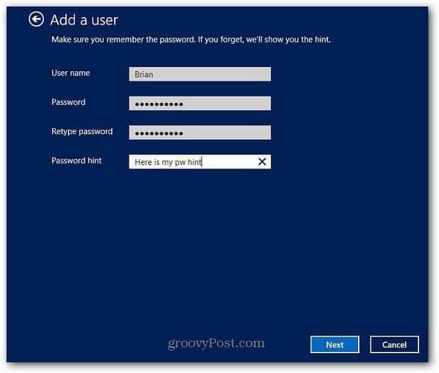 Kreirajte lokalni račun u sustavu Windows 8 i prijavite se bez internetske veze