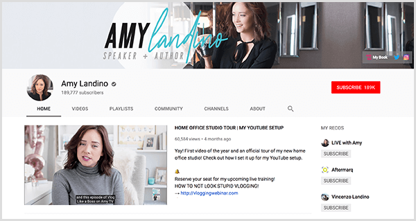 AmyTV je rebrandirani YouTube kanal Amy Landino. Na stranici kanala nalaze se fotografije Amy i video koji je koristila za pokretanje svog rebrandiranog kanala.