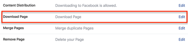 Pronađite opciju za preuzimanje podataka svoje stranice u postavkama Facebooka.