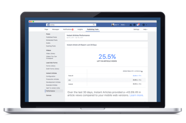 Facebook je predstavio novi alat za analitiku koji uspoređuje izvedbu sadržaja objavljenog putem Facebookove platforme Instant Articles u usporedbi s drugim ekvivalentima za mobilne uređaje.