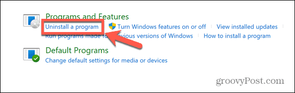 program za deinstalaciju upravljačke ploče sustava Windows