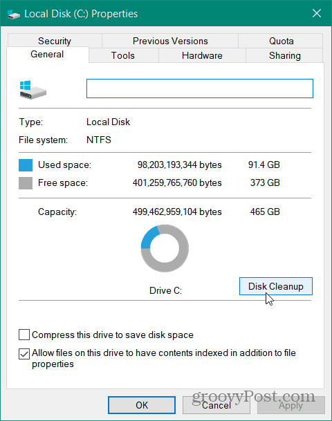 pročišćavanje diska Windows 10