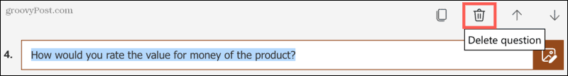 Izbrišite pitanje u Microsoft Forms