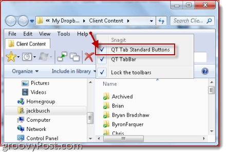 pregledavanje na karticama u Windows Exploreru qttabbar